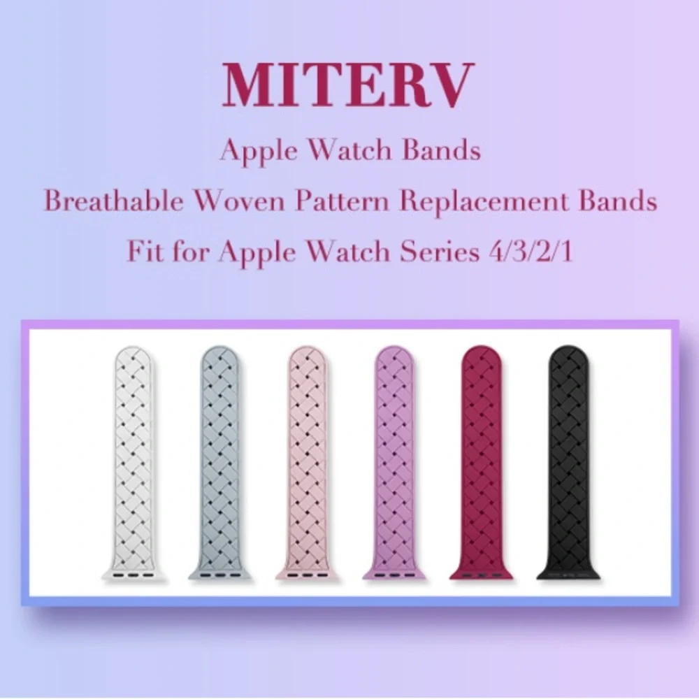 Apple Watch Silicone Bands 42mm 44mm White, Pink, Purple, Red, Gray, & Black
